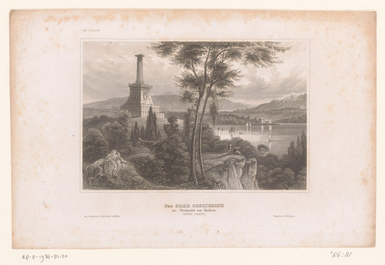 Vue sur la tombe de Kosciuszko sur la rivière Hudson - Anonymous