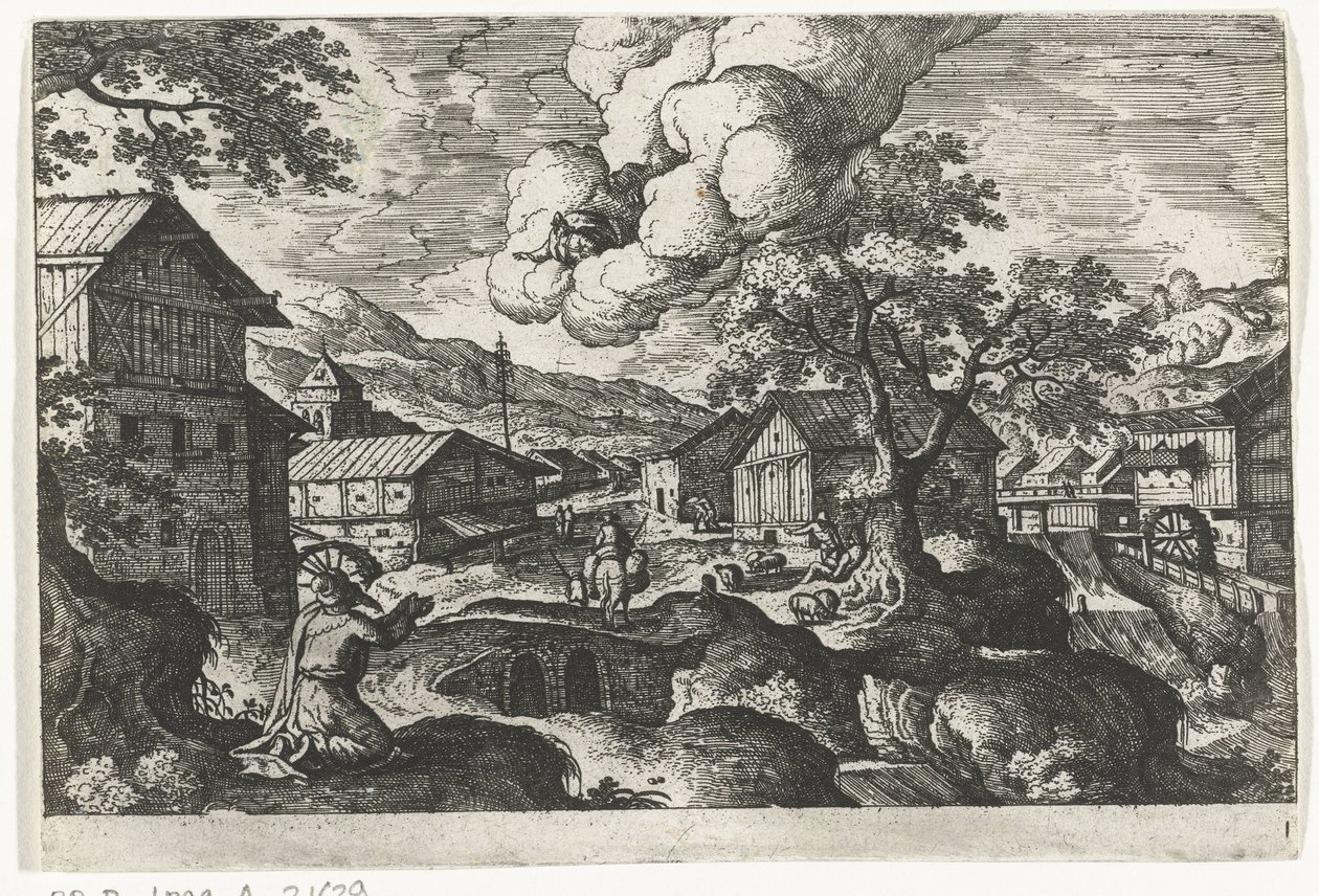 Dieu apparaît à un vieil homme (Paysages avec représentations mythologiques et bibliques) - Anonymous