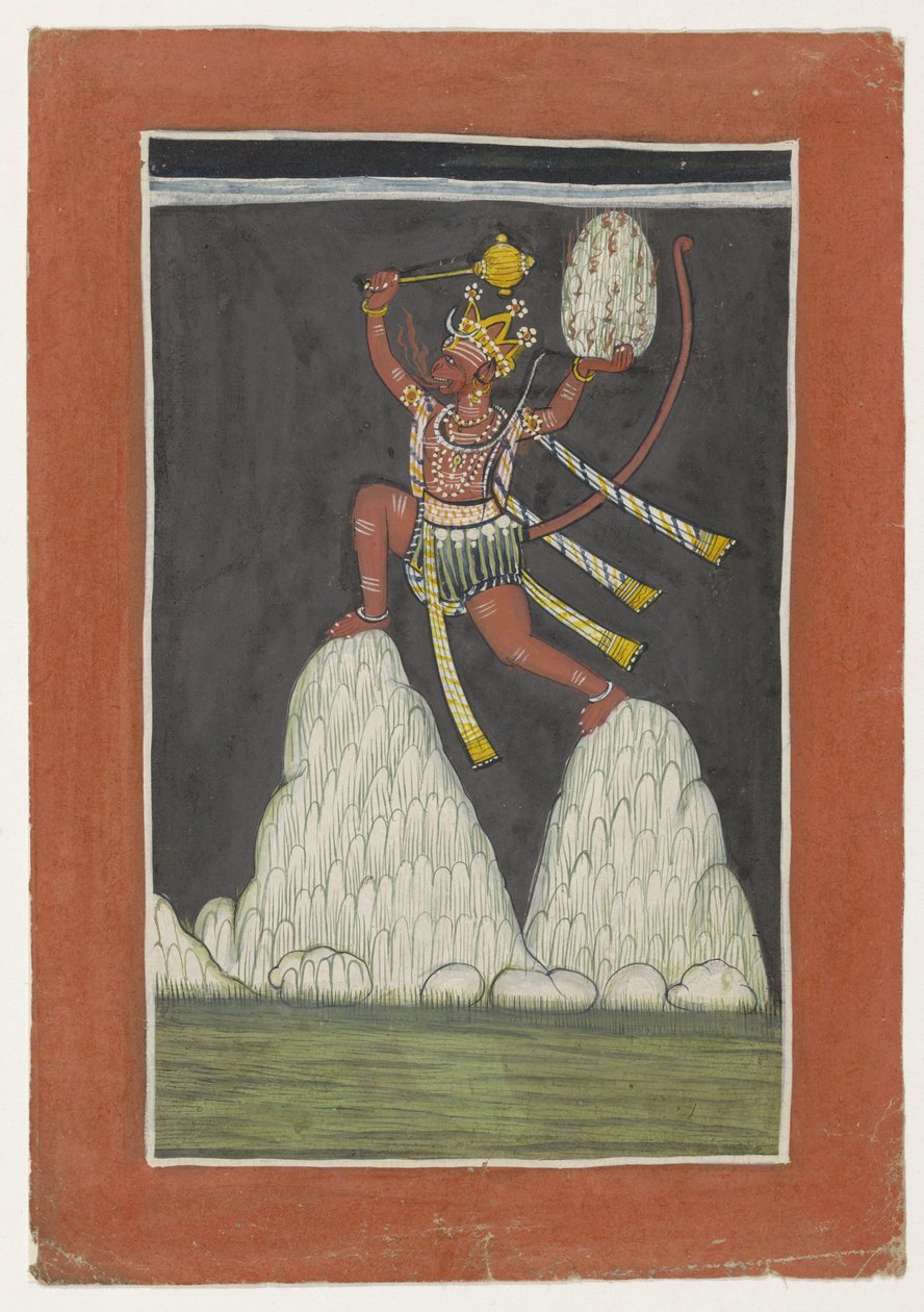Hanuman sautant sur des sommets de montagnes - Anonymous