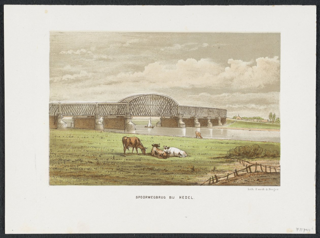 Pont ferroviaire de Hedel sur la Meuse, 1870 (série Les principaux ponts ferroviaires aux Pays-Bas) - Anonymous