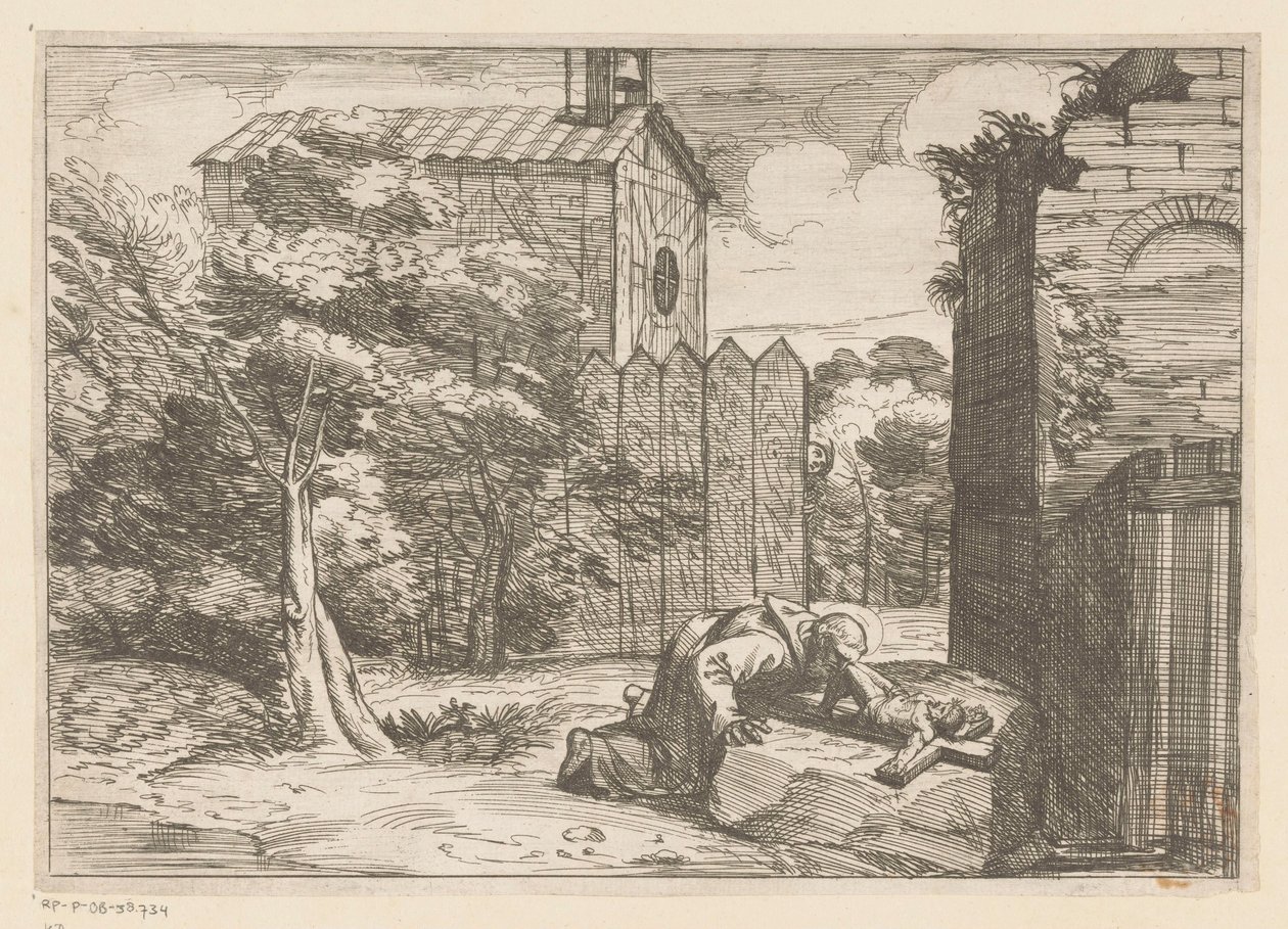 Saint agenouillé près d