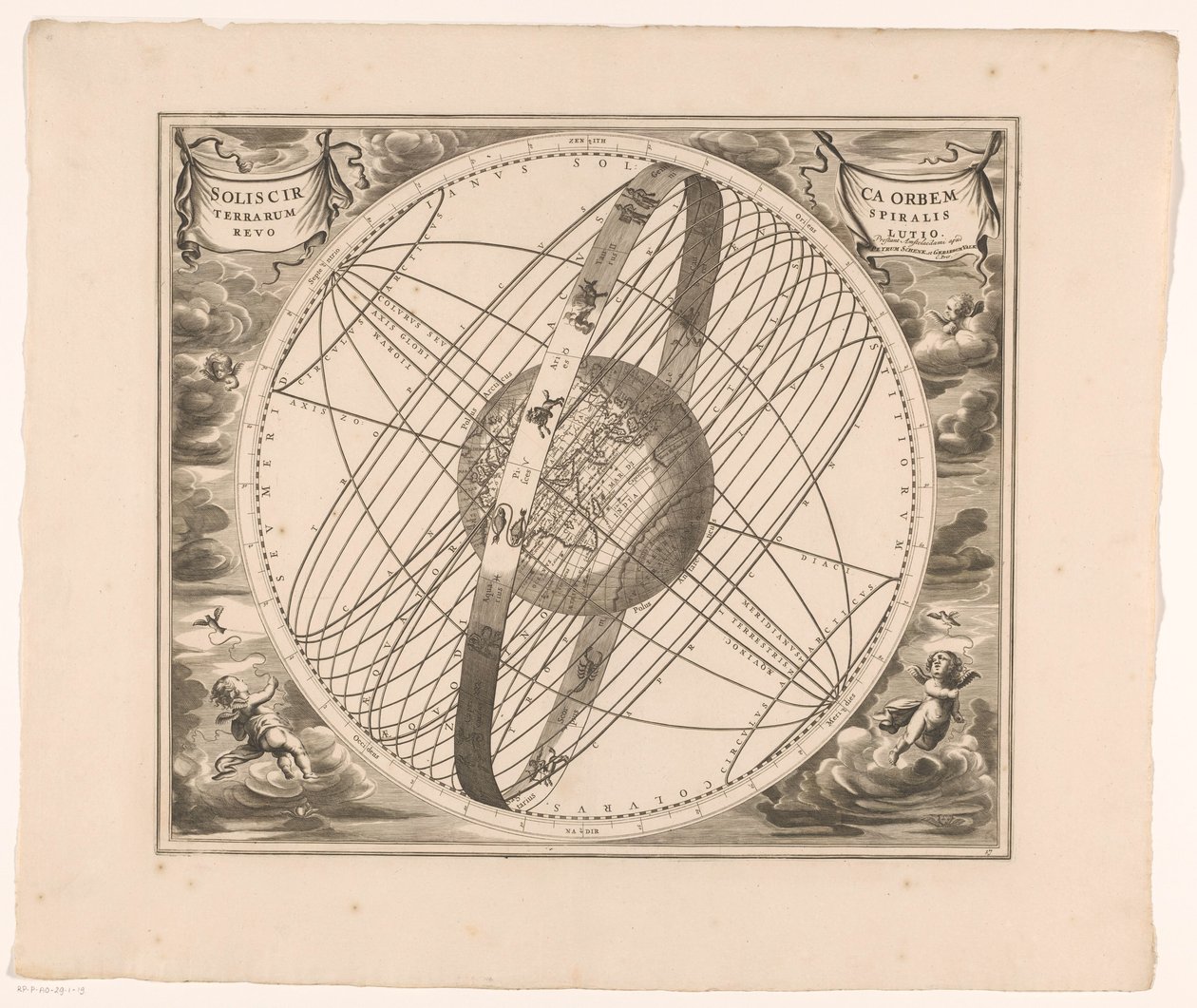 Carte céleste de la trajectoire du soleil autour de la terre, selon Ptolémée - Anonymous