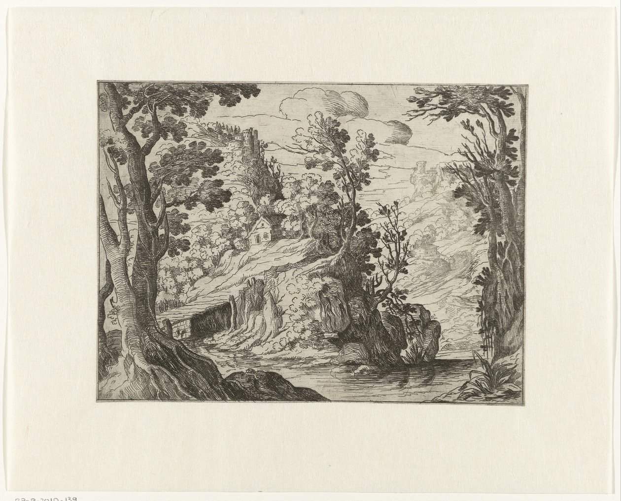 Paysage italien avec rivière - Anonymous