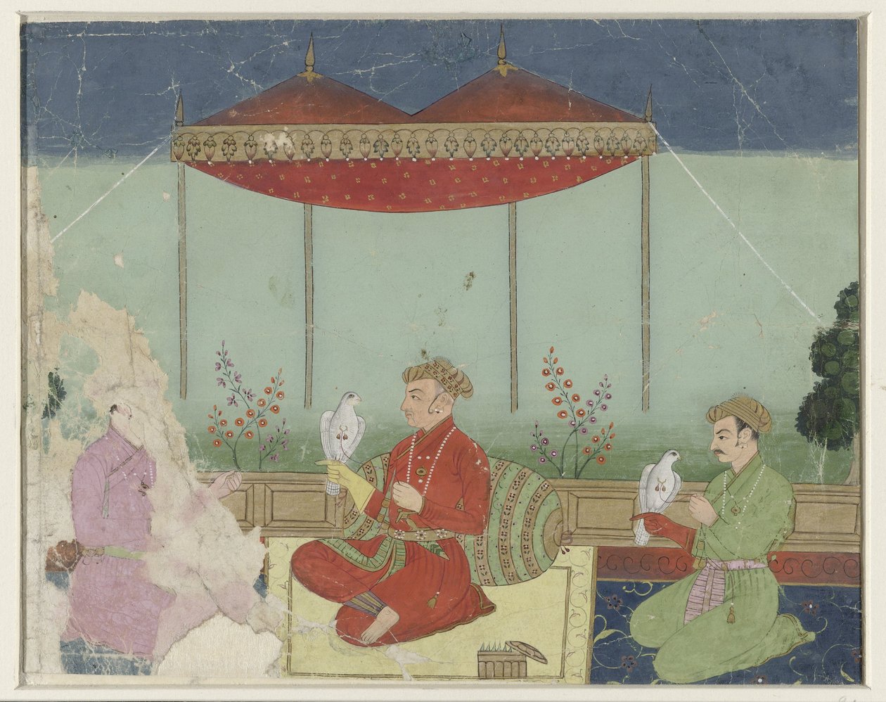 Jahangir assis sous un baldaquin sur une terrasse - Anonymous