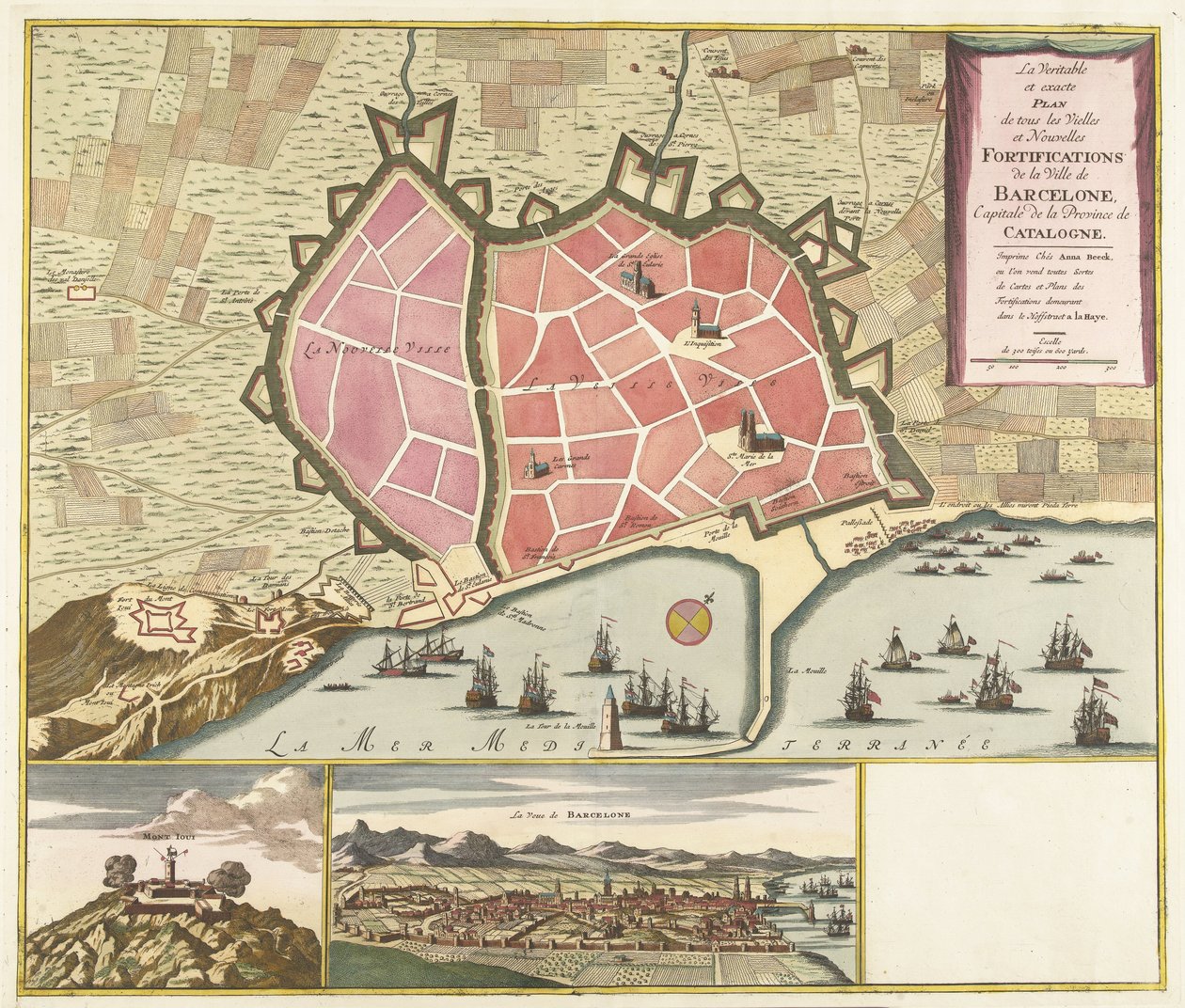 Carte de Barcelone, vers 1706 - Anonymous