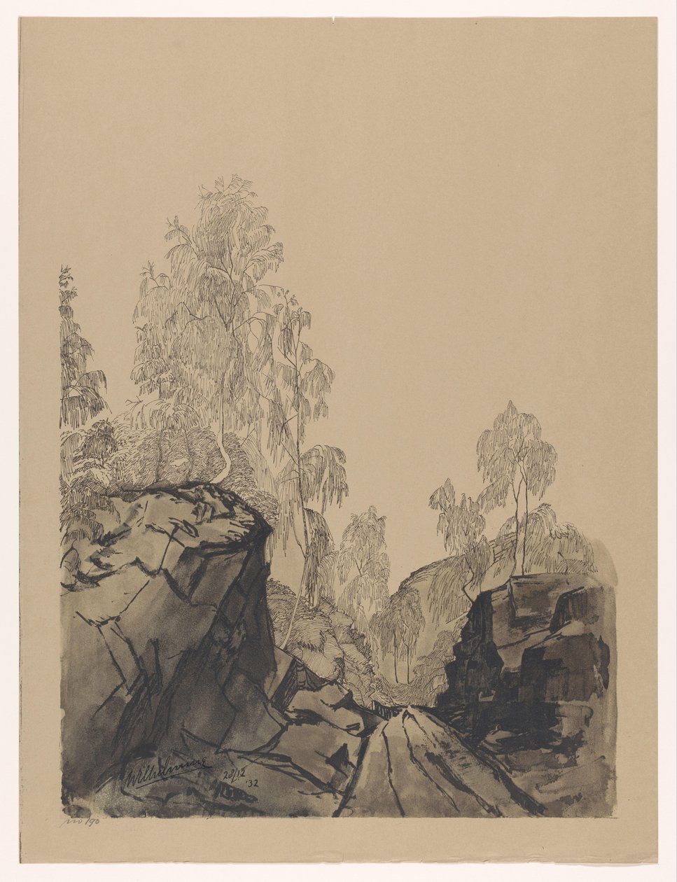 Paysage avec arbres et rochers - Anonymous