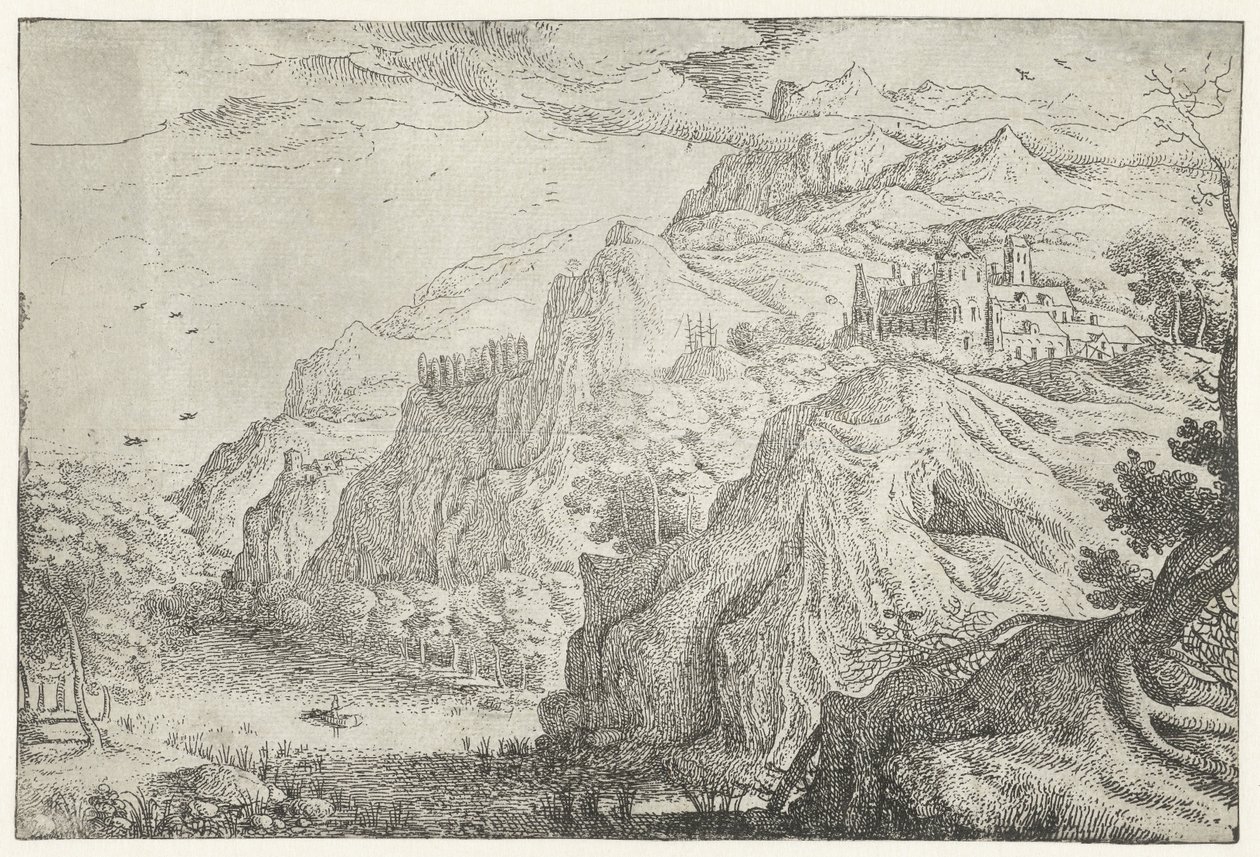 Paysage avec château et rivière - Anonymous