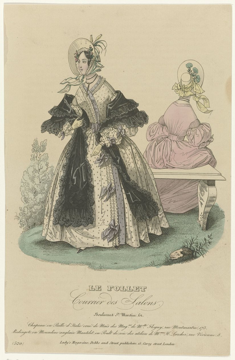 Le Follet, Courrier des Salons, vers 1836, No. 520 : Chapeau en paille - Anonymous