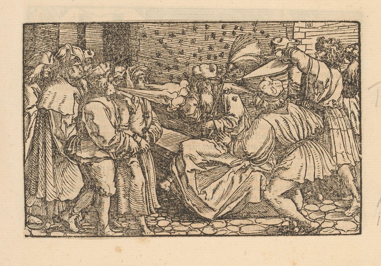 Homme tourmenté par des mouches et des gens - Anonymous