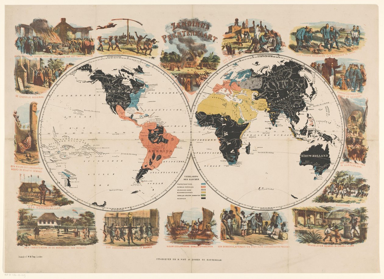 Carte missionnaire et scènes religieuses - Anonymous