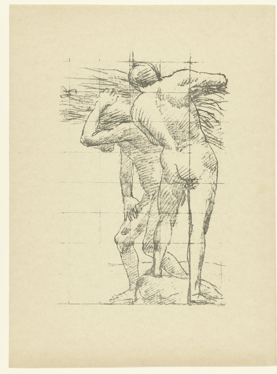 Étude de nu de deux hommes travaillant - Anonymous