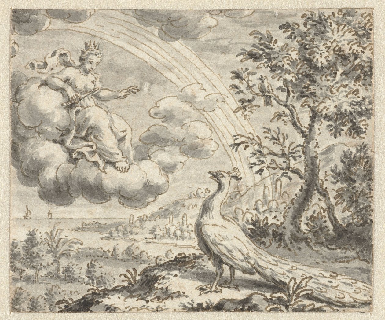 Le paon se plaint à Junon (Illustrations pour une édition des Fables de Jean de la Fontaine) - Anonymous