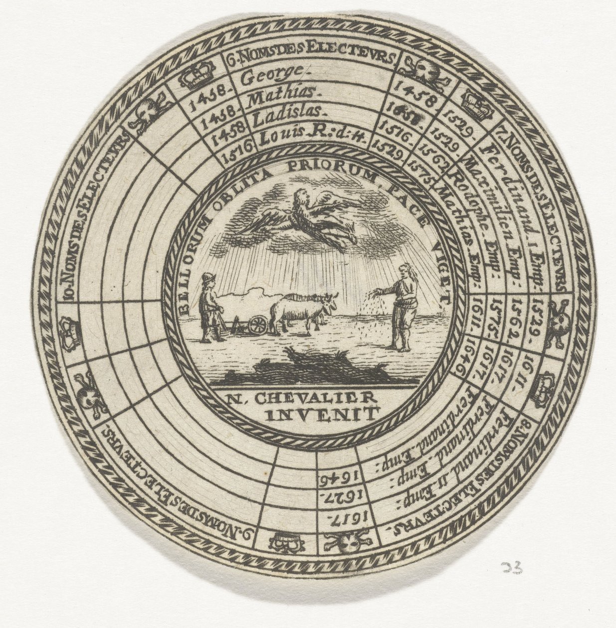Médaille avec un emblème et les noms des rois de Bohême - Anonymous