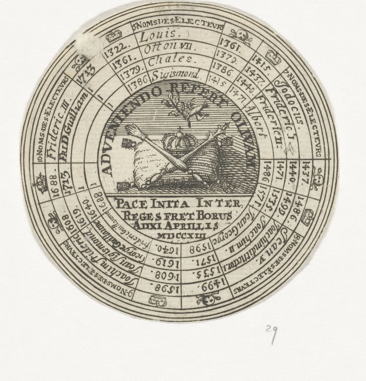 Médaille avec un emblème et les noms des électeurs de Brandebourg - Anonymous