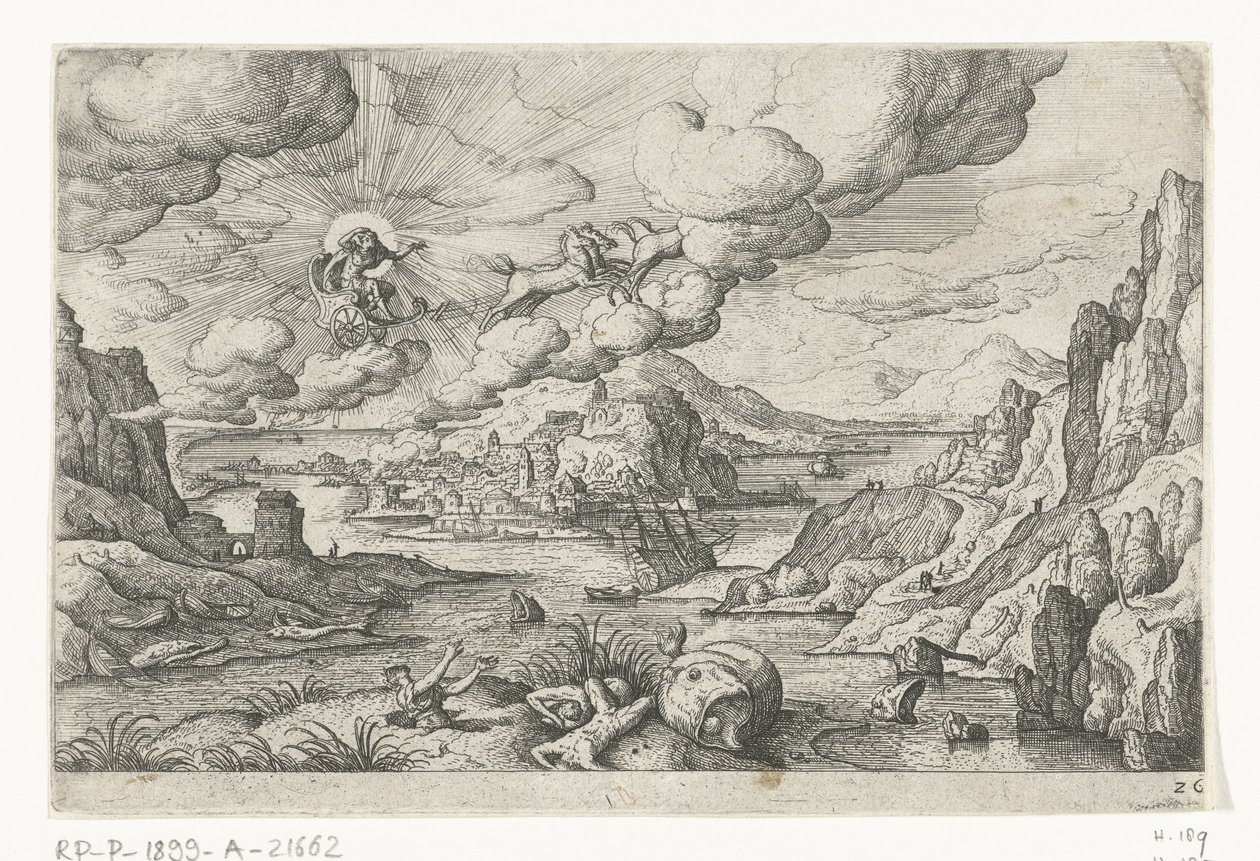Phaéthon conduit le char du soleil Paysages avec des représentations mythologiques et bibliques (titre de la série) - Anonymous