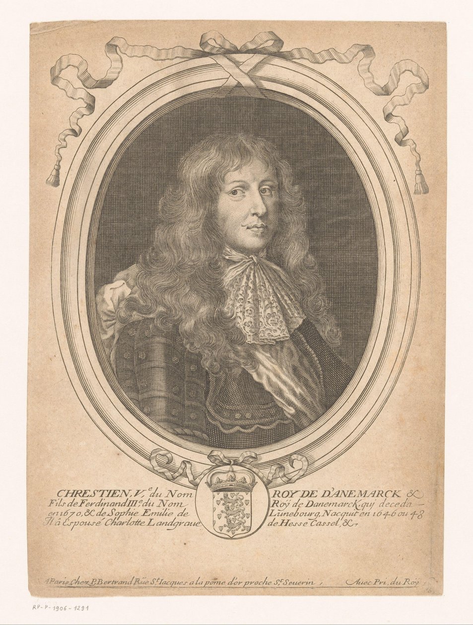 Portrait du roi Christian V de Danemark - Anonymous