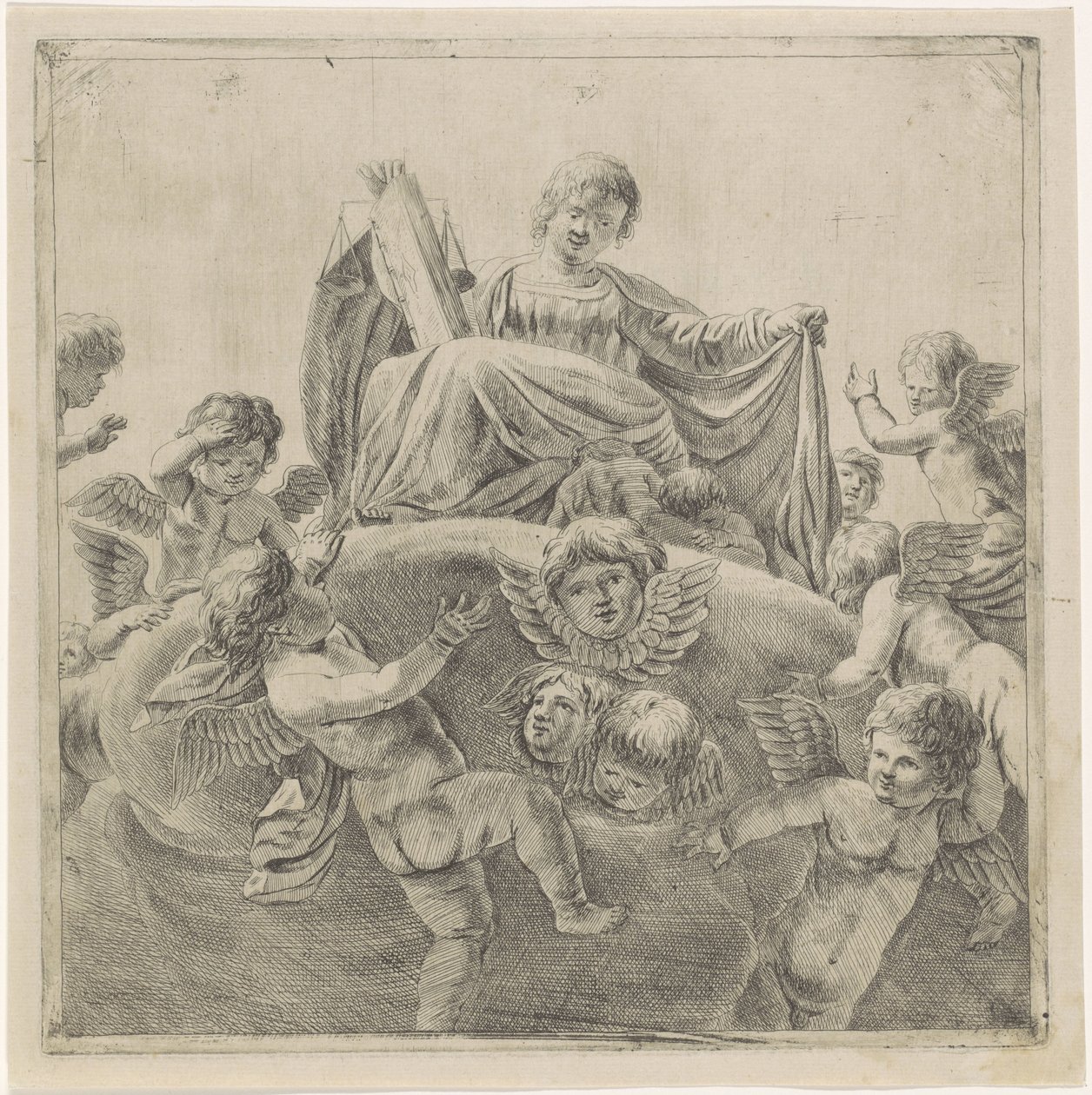Justice entourée de putti et de chérubins - Anonymous