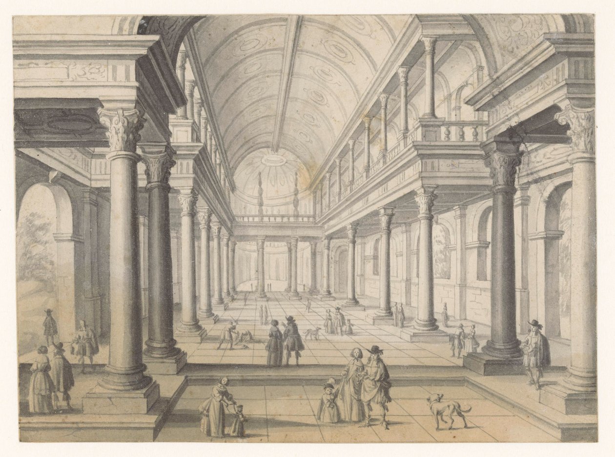 Salle Renaissance avec personnages - Anonymous