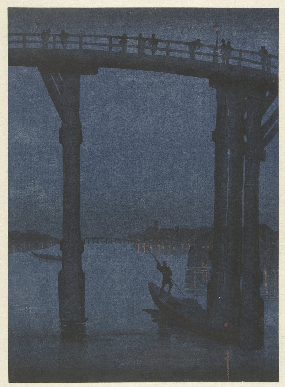 Barque sous un pont - Anonymous