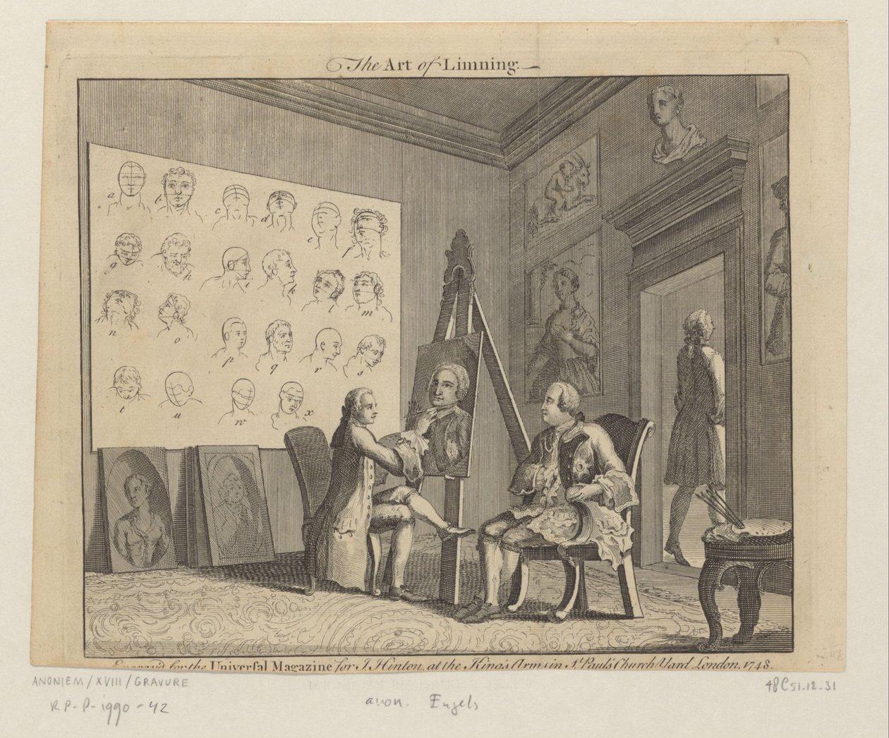 Peintre derrière son chevalet portraiturant un homme - Anonymous