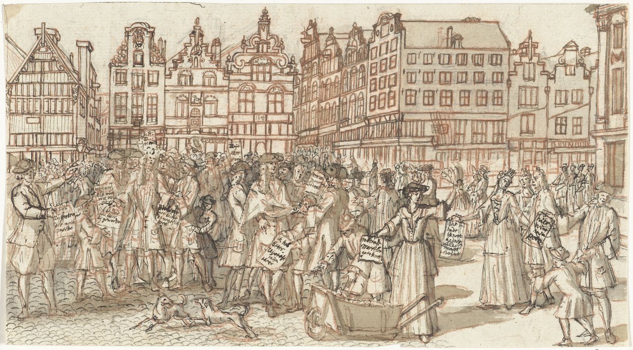 Créancier et pauvre, 1720 (Het Groote Tafereel der Dwaasheid) - Anonymous