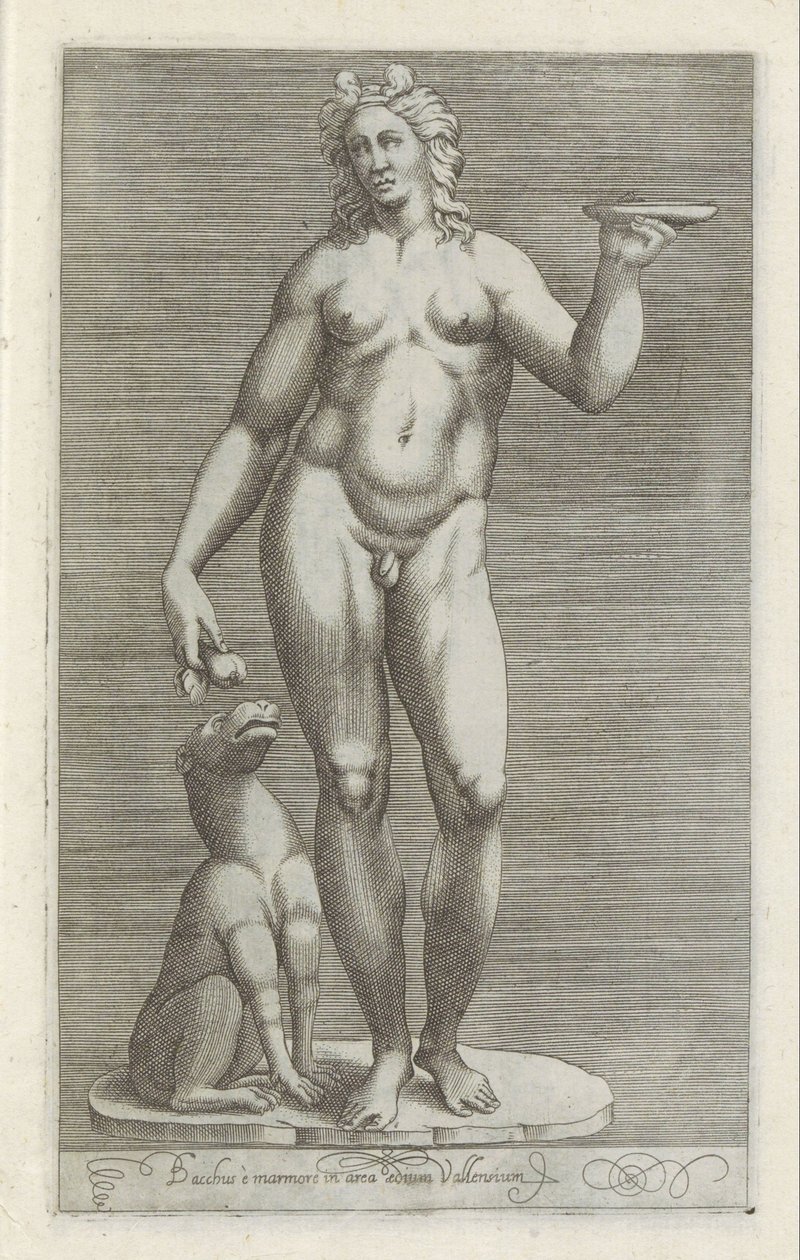 Sculpture de Bacchus et un chien - Anonymous