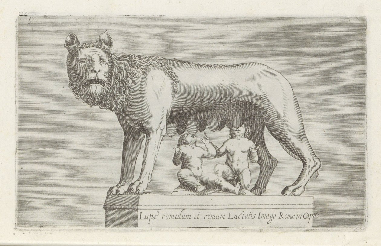 Sculpture de la Louve Capitoline allaitant les jumeaux Romulus et Remus - Anonymous