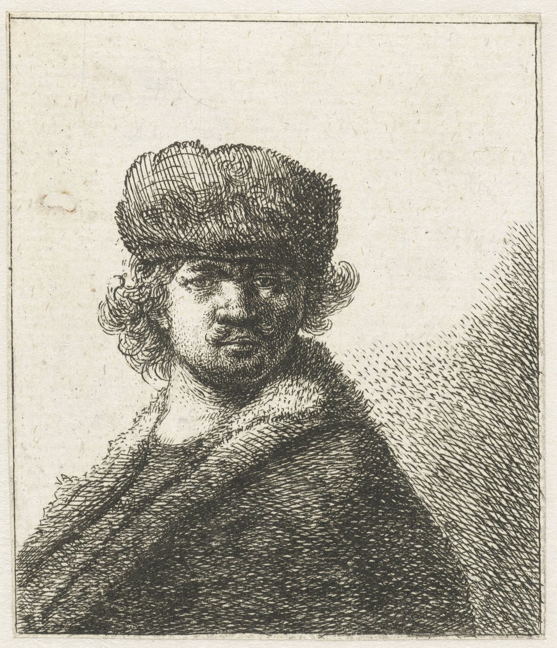 Autoportrait avec un bonnet de fourrure épais : buste - Anonymous