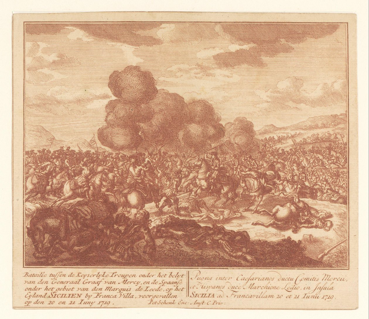 Bataille entre les troupes impériales et les Espagnols en Sicile, juin 1719 - Anonymous