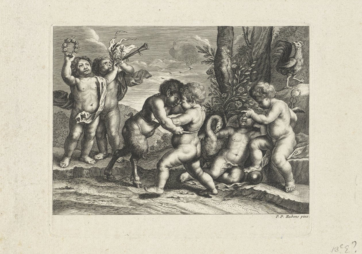 Putti jouant dans un paysage - Anonymous