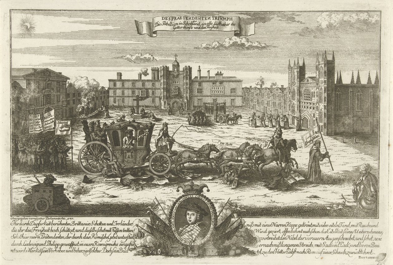 Spotprent op de Engelse pretendent Charles Edward Stuart, 1745 - Anonymous