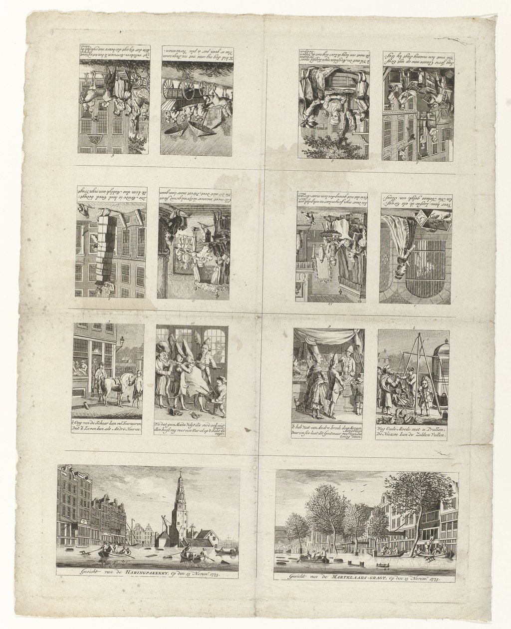 Caricatures de la mode et deux vues d