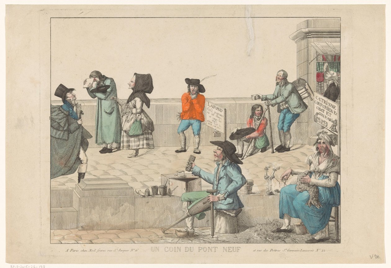 Vendeurs de rue et mendiants sur le Pont Neuf (Un coin du Pont Neuf) - Anonymous