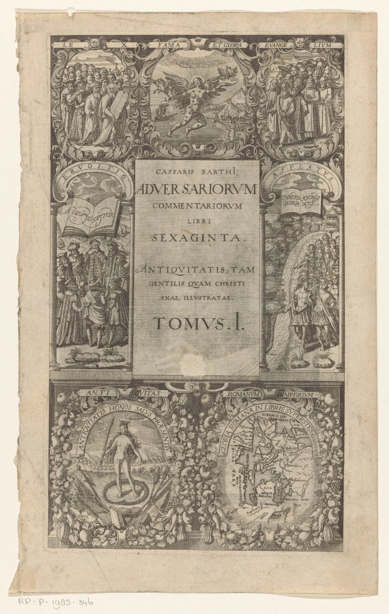 Titre avec sept cartouches autour - Anonymous