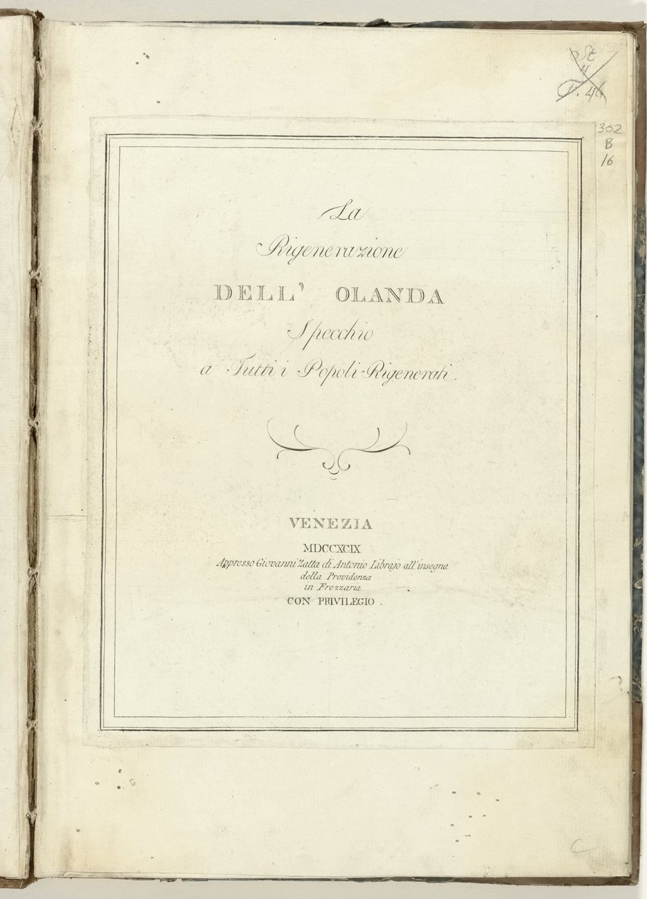 Page de titre pour : La régénération de la Hollande, 1799 - Anonymous