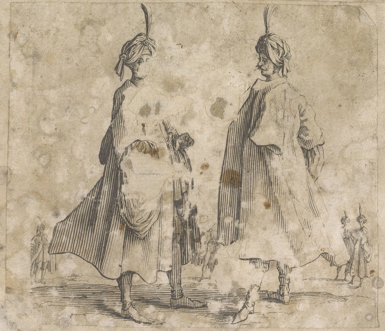 Deux hommes en manteau avec turban sur la tête - Anonymous