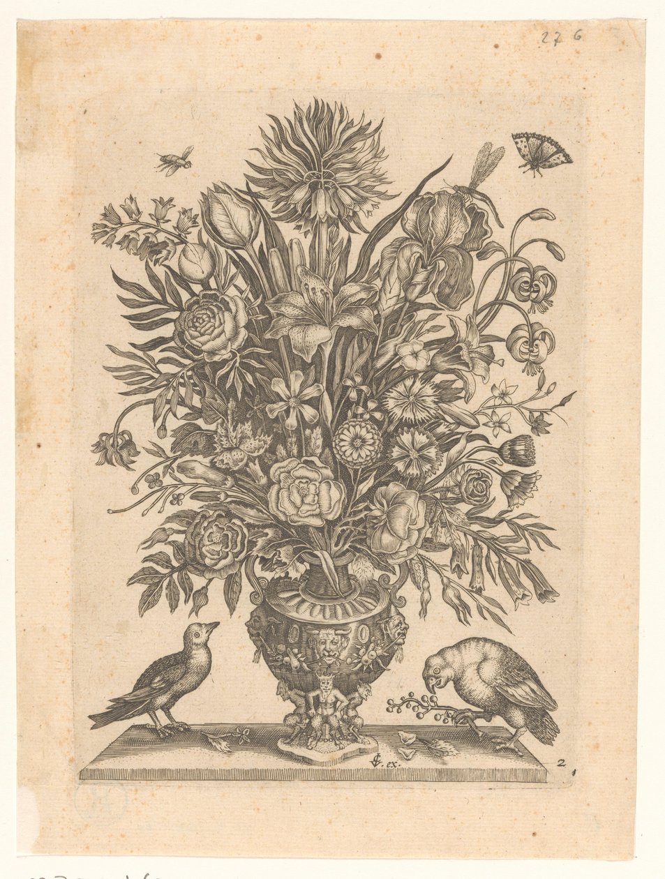 Vase avec fleurs et deux oiseaux (Vases avec fleurs) - Anonymous