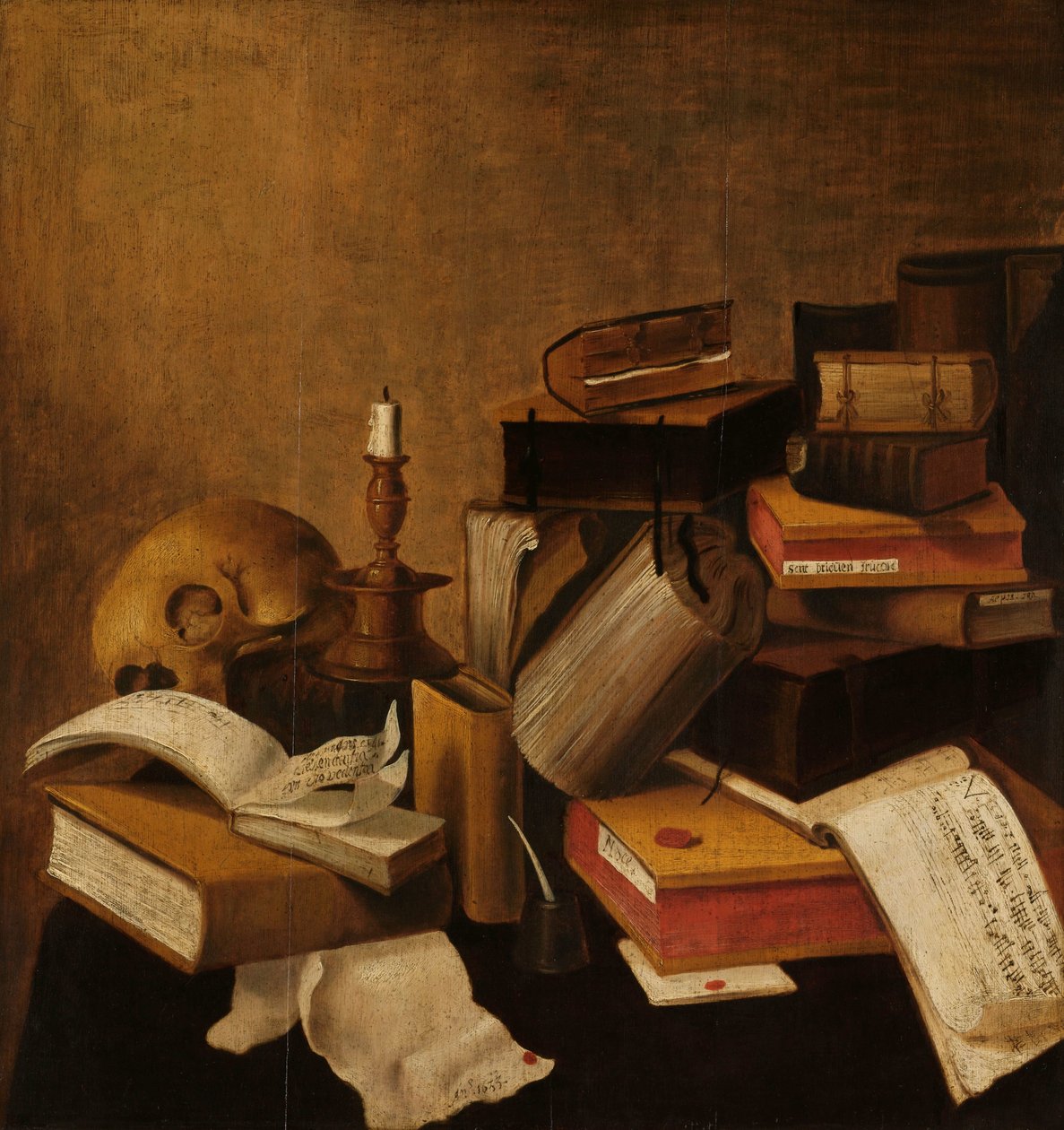 Nature morte de vanité avec des livres - Anonymous