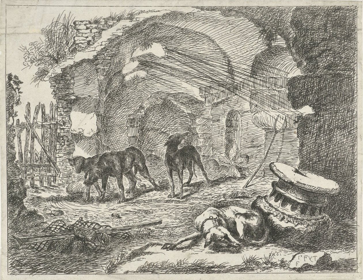 Quatre chiens près d