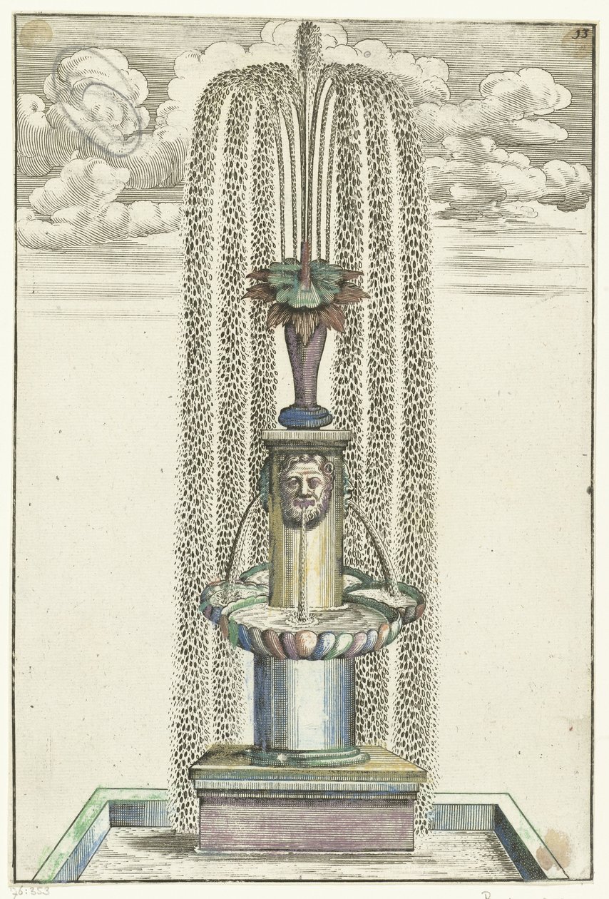 Bassin carré avec colonne sur piédestal carré - Anonymous