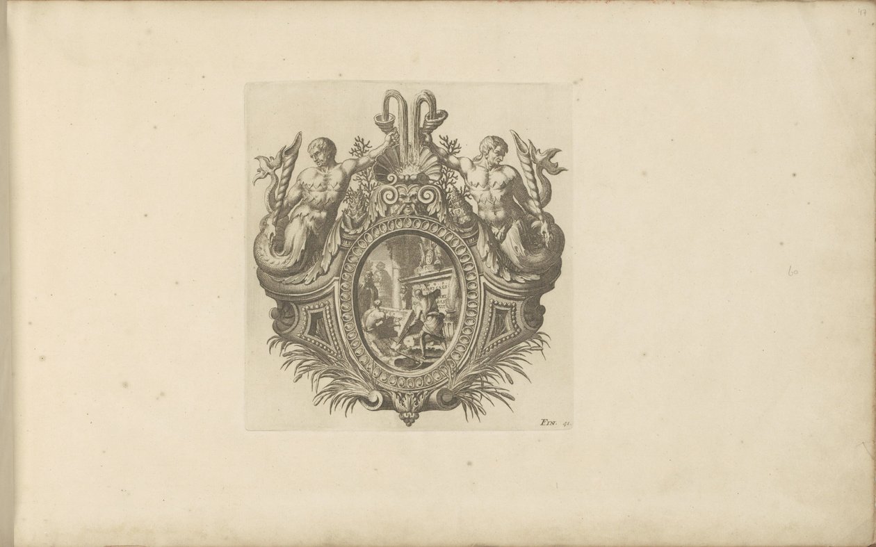 Vignette avec deux tritons - Anonymous