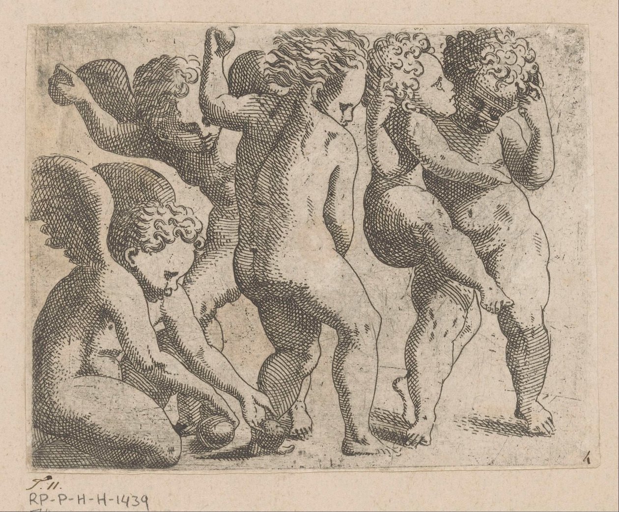 Cinq putti jouant avec des fruits - Anonymous