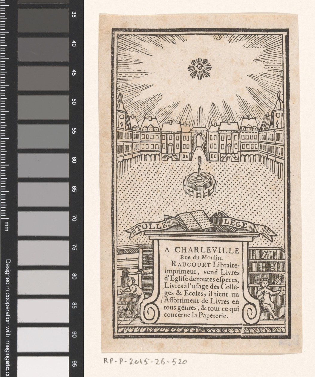 Carte de visite de Jean-Baptiste-François Raucourt, libraire et imprimeur à Charleville - Anonymous