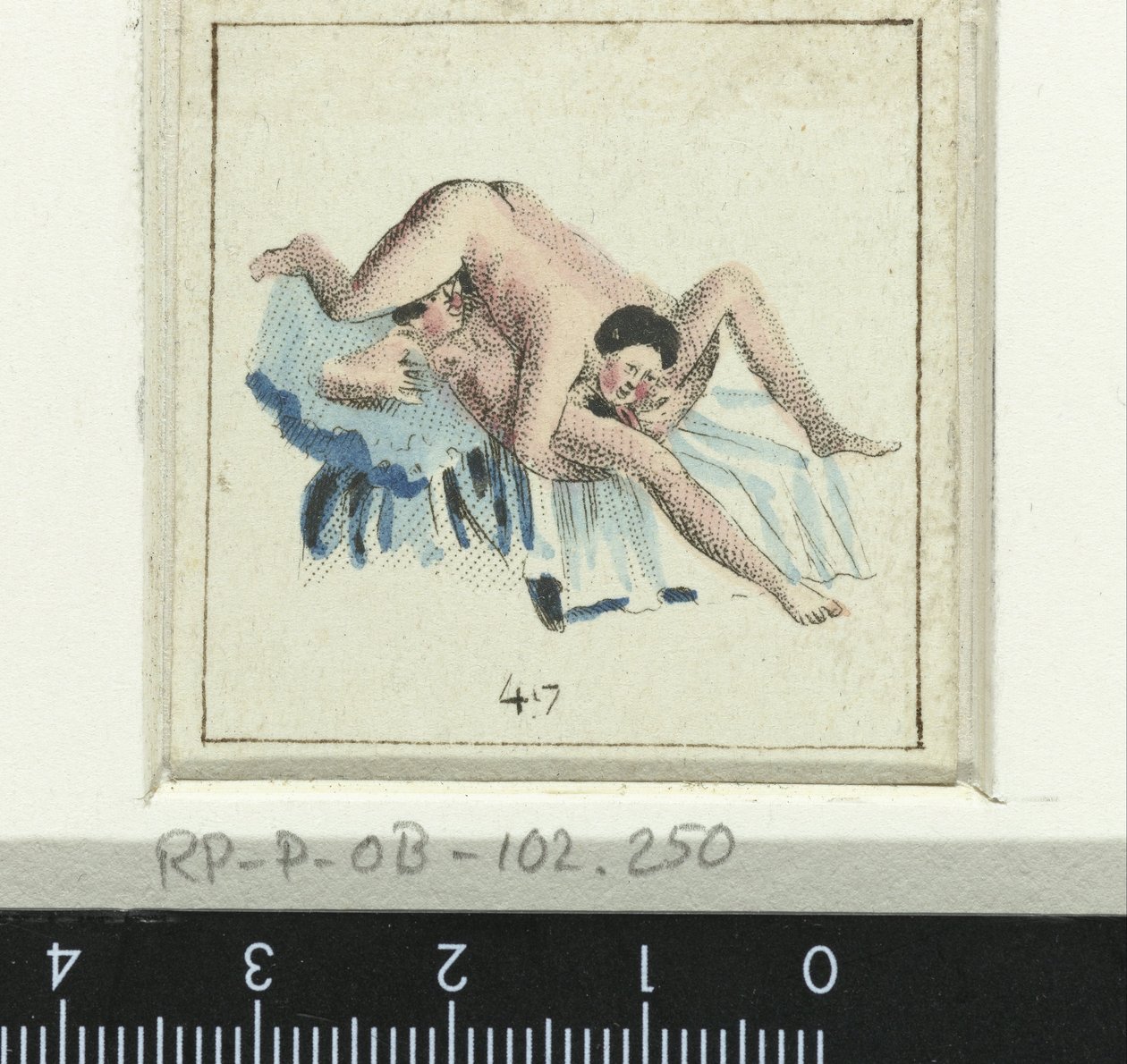 Couple amoureux, homme allongé sur la femme (série de huit scènes érotiques) - Anonymous