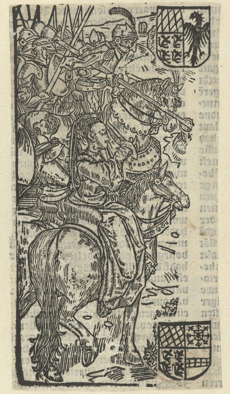 Femme et chevaliers à cheval - Anonymous