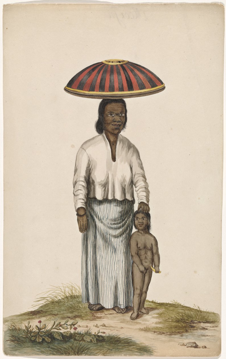 Femme avec enfant et couvercle de plat - Anonymous