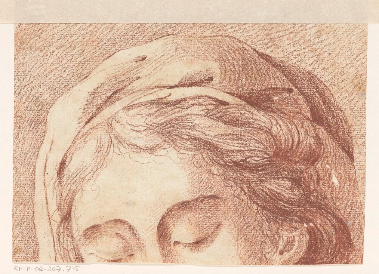 Tête de femme avec bonnet et yeux fermés - Anonymous