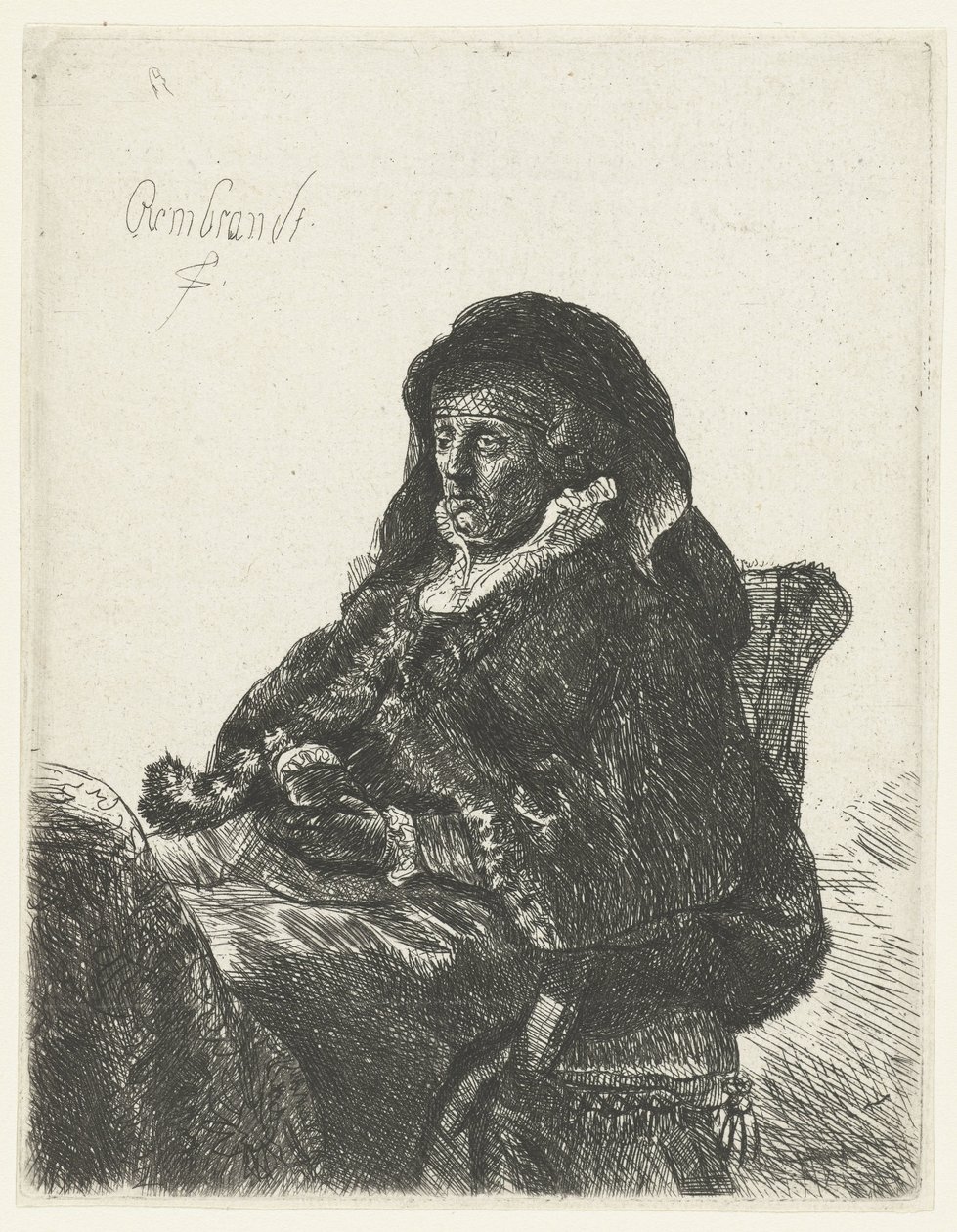 Veuve aux gants noirs (La mère de Rembrandt en veuve) - Anonymous