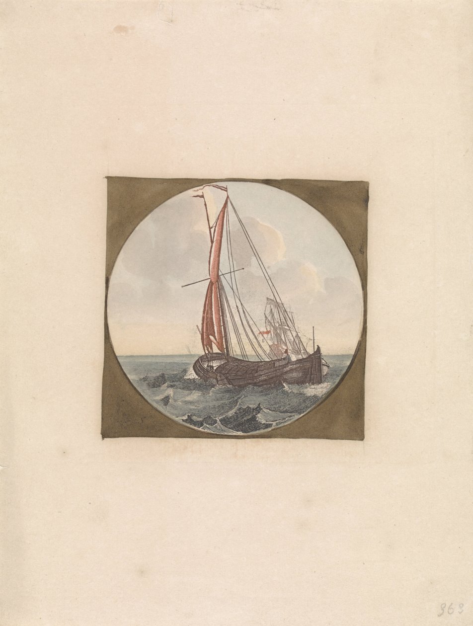 Voilier en mer, vu de derrière Navires en mer (série B) (titre de la série) - Anonymous