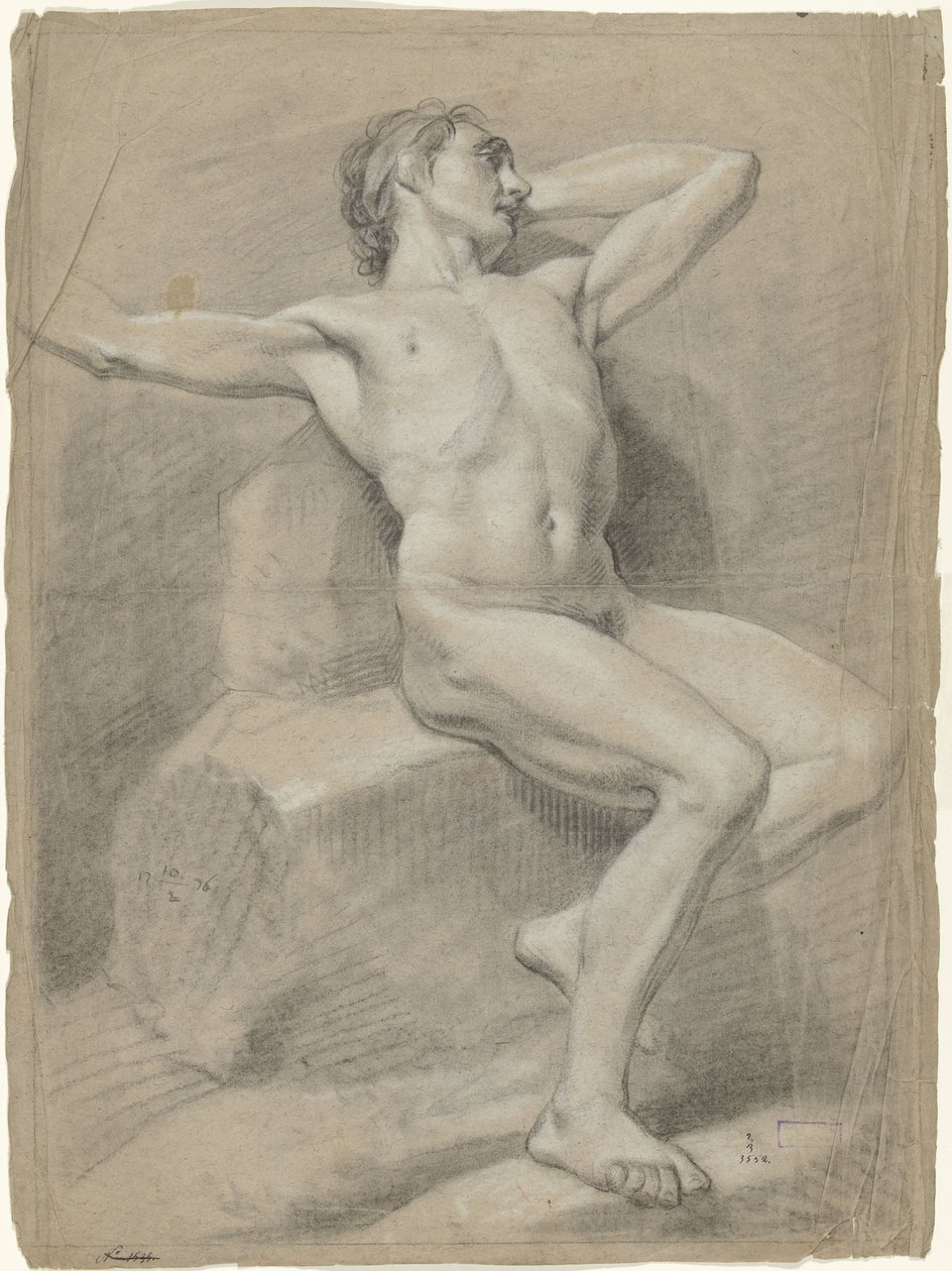 Homme nu assis, les bras en arrière - Anonymous